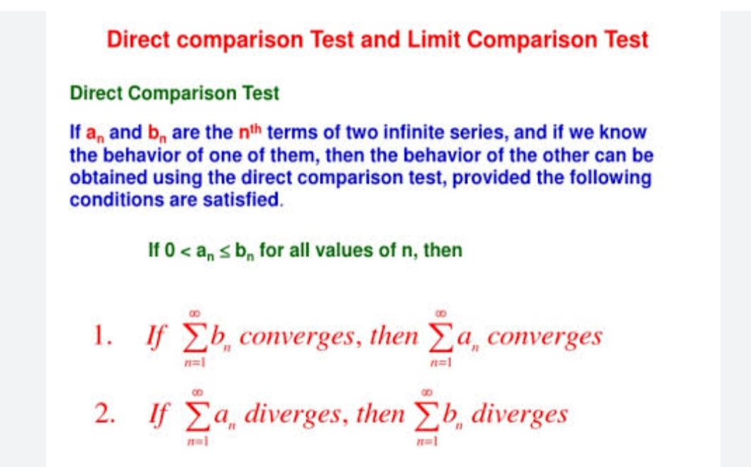 ( 7 pts ) First use the Divergence Test and then use