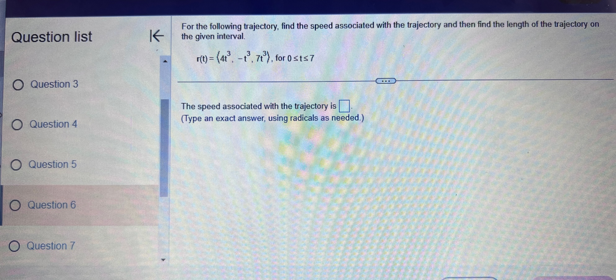 aFind the length of the following two-dimensional curve. Question list K r(t)