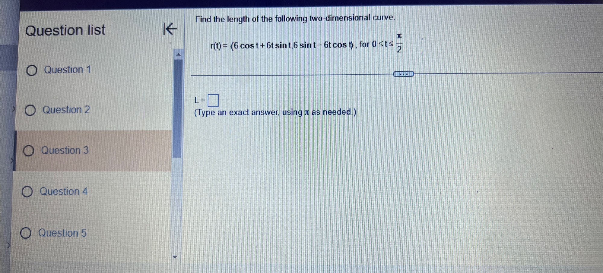 answer, using it as needed.) Question 3 Question 4 Question 5Find the