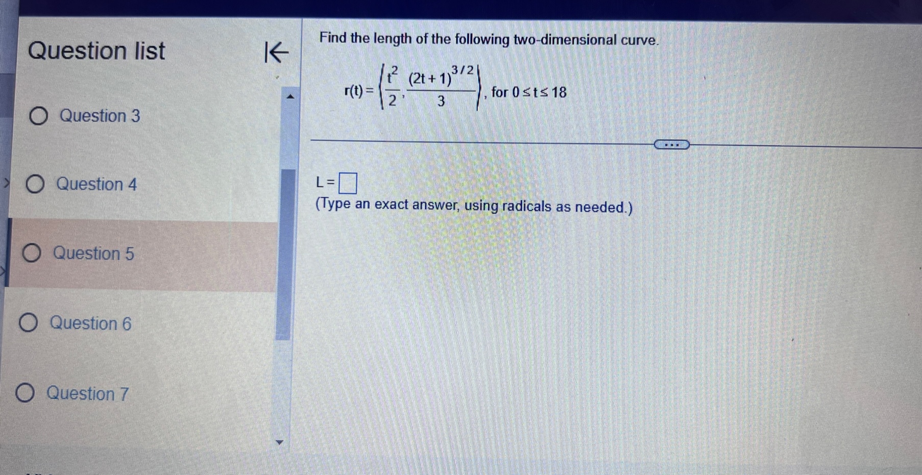 Question list K r(t) = (3 cost,3 sint) , for 0 sts