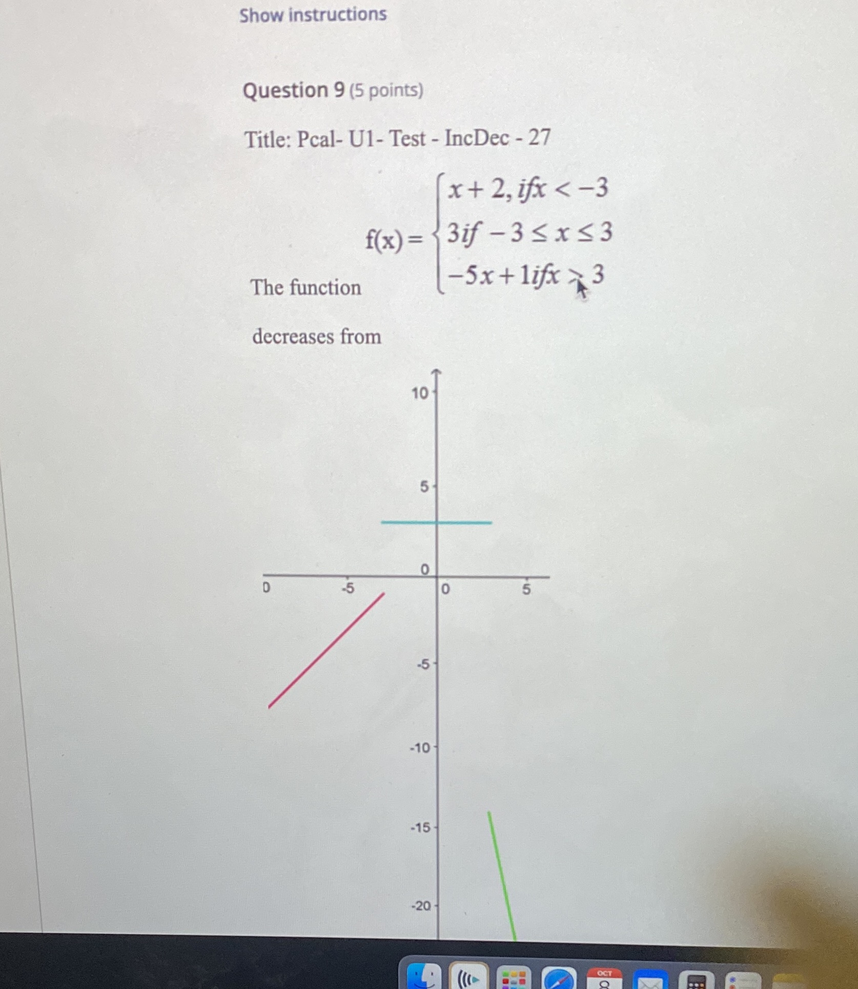 27 f(x) = The function decreases from .5 10 5 .5 -10