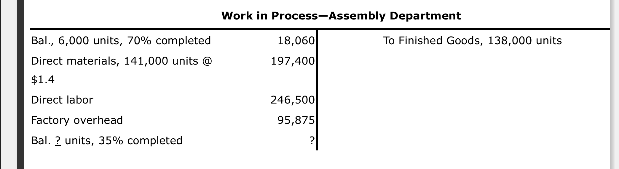  Based on the above data, determine the different costs listed below.