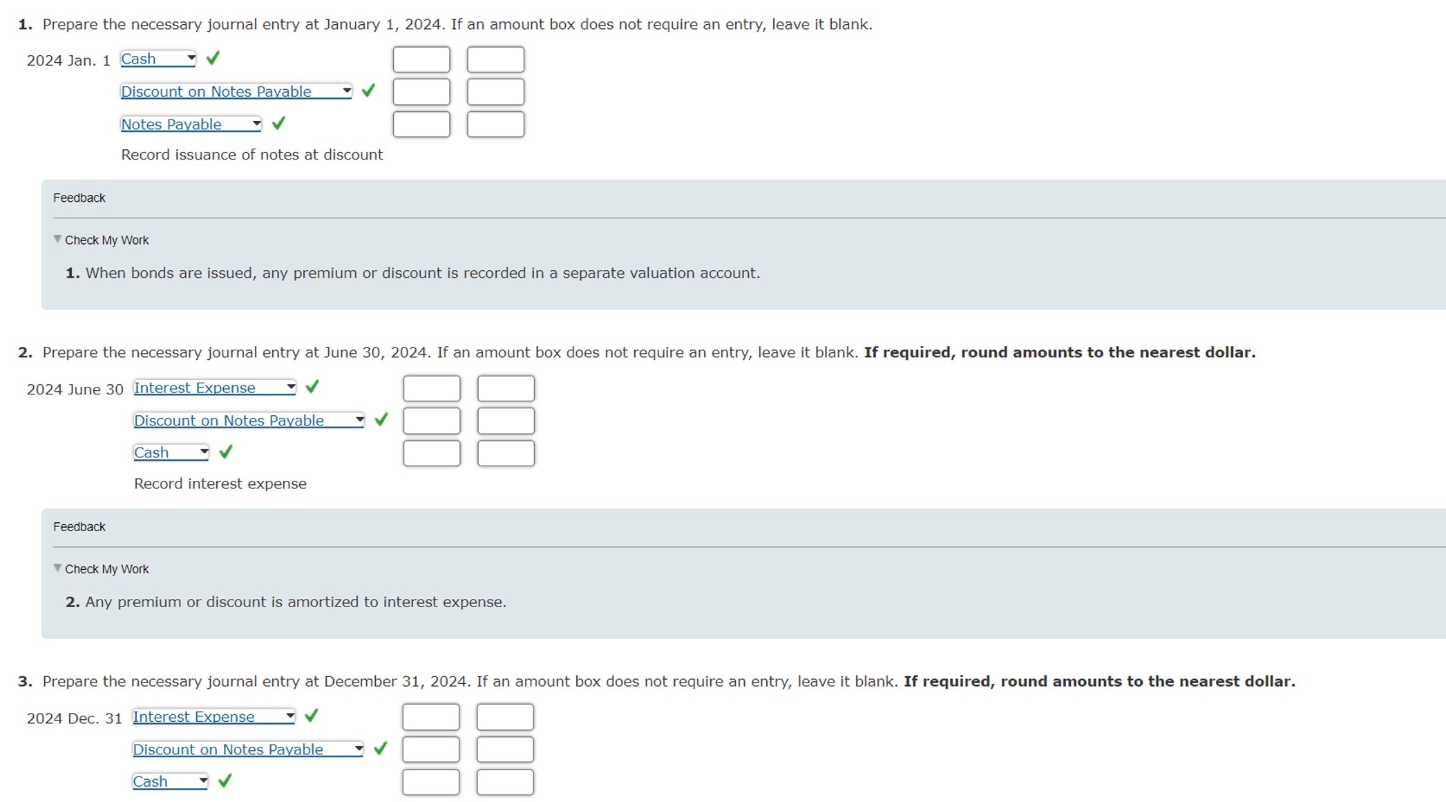 note, interest payable semiannually on June 30 and December 31. Cash in