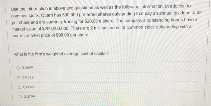  Use the information in above two questions as well as the