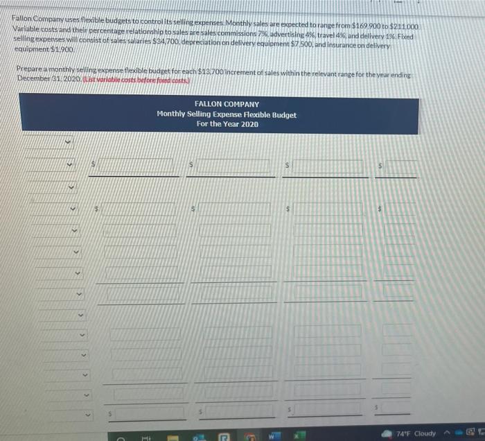 sales are expected to range from $169.900 to $211.000 Variable costs and
