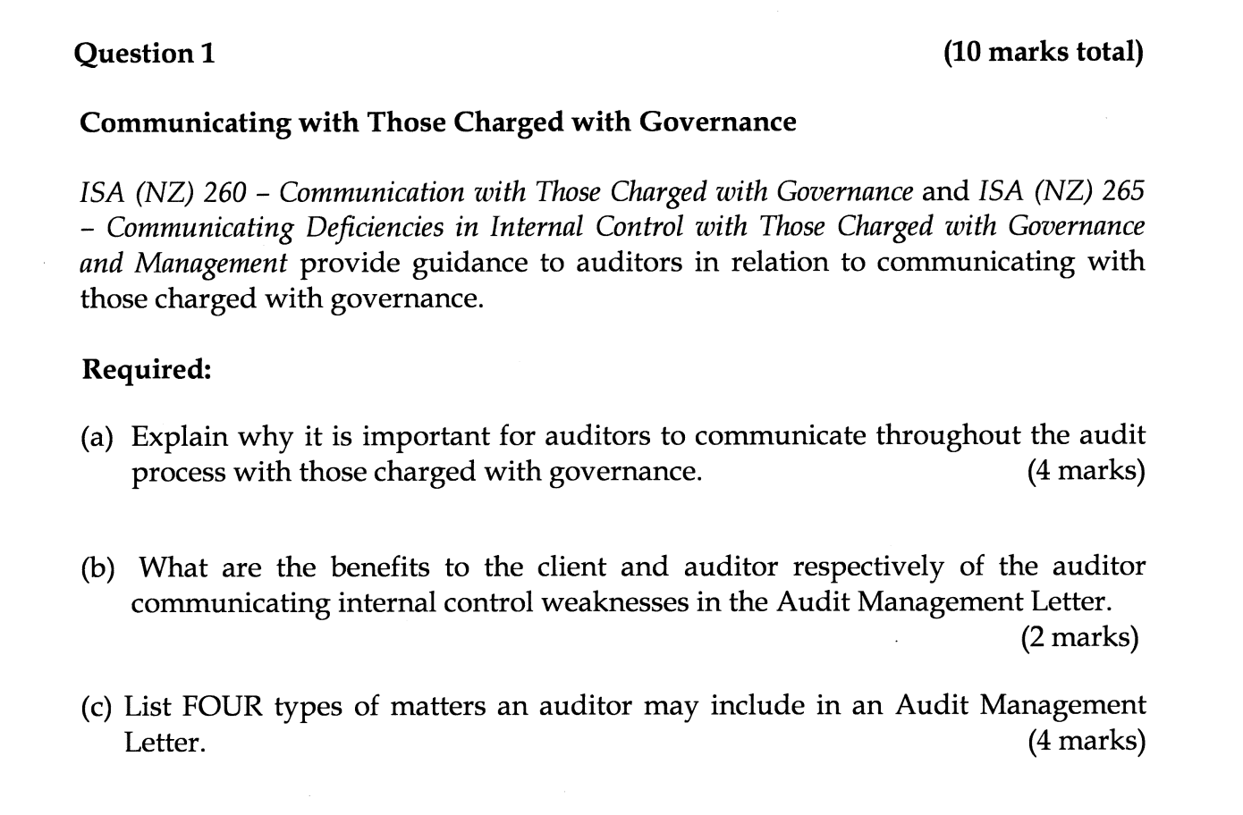 ISA (NZ)260- Communication with Those Charged with Governance and ISA (NZ)265 Communicating