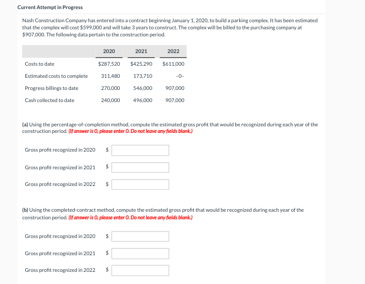 contract beginning January 1, 2020, to build a parking complex. It has