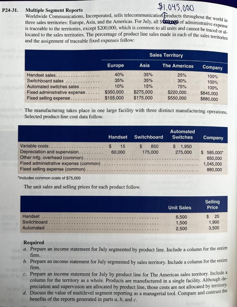 the world in three sales territories: Europe, Asia, and the Americas. For