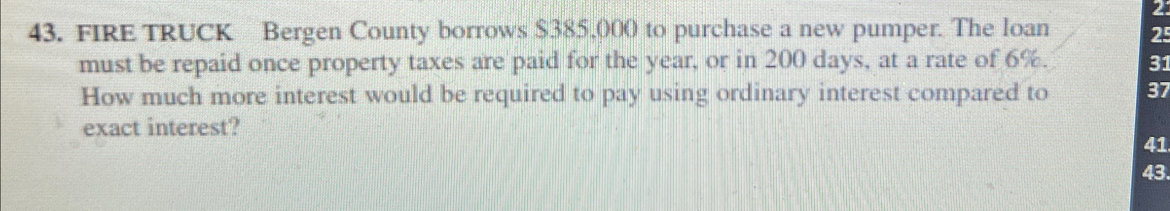  FIRE TRUCK Bergen County borrows $385,000 to purchase a new pumper.