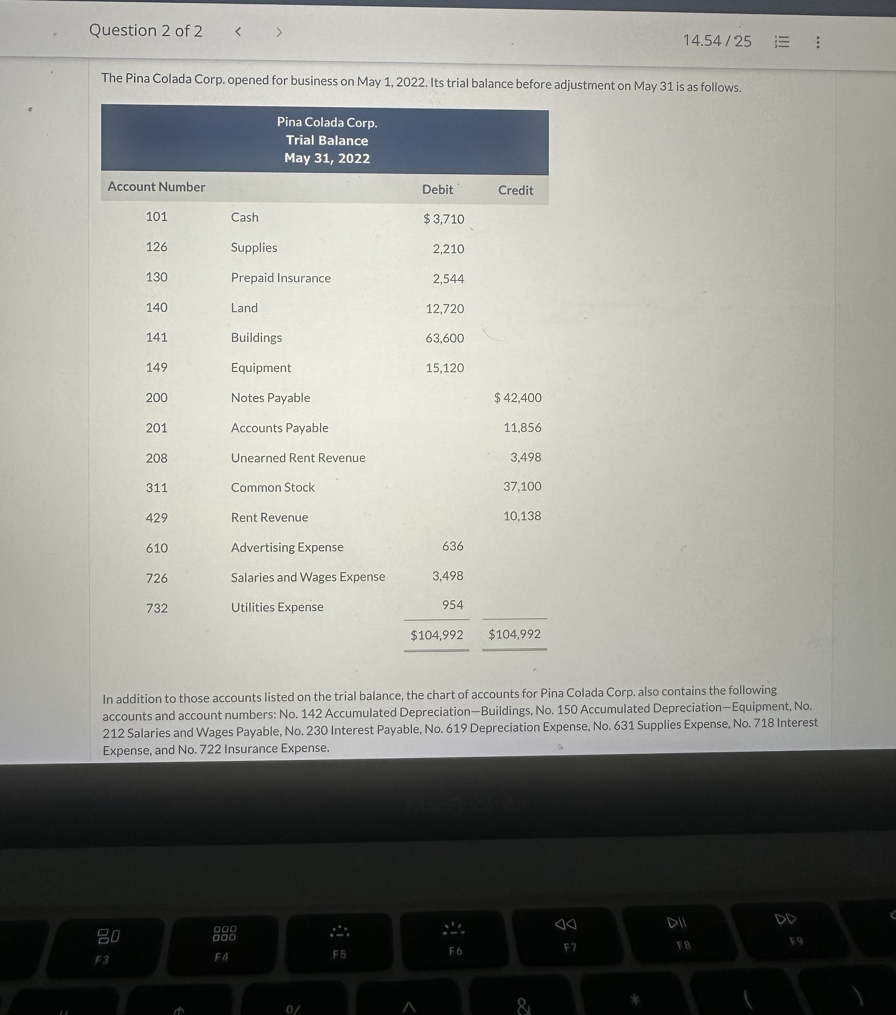 the month of May 31. Pina Colada Corp. Retained Earnings Statement q,
