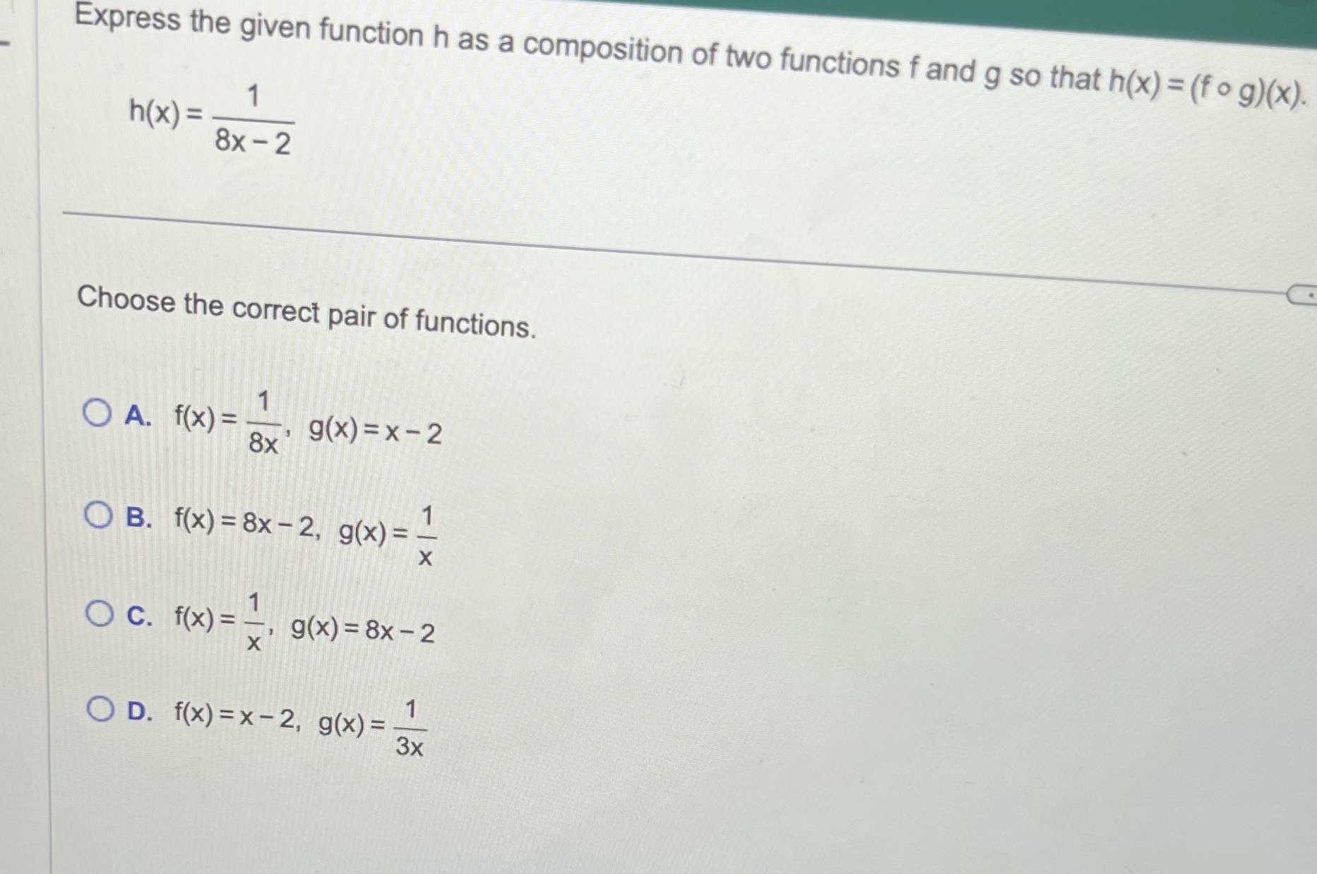  Could you answer this Express the given function h as a