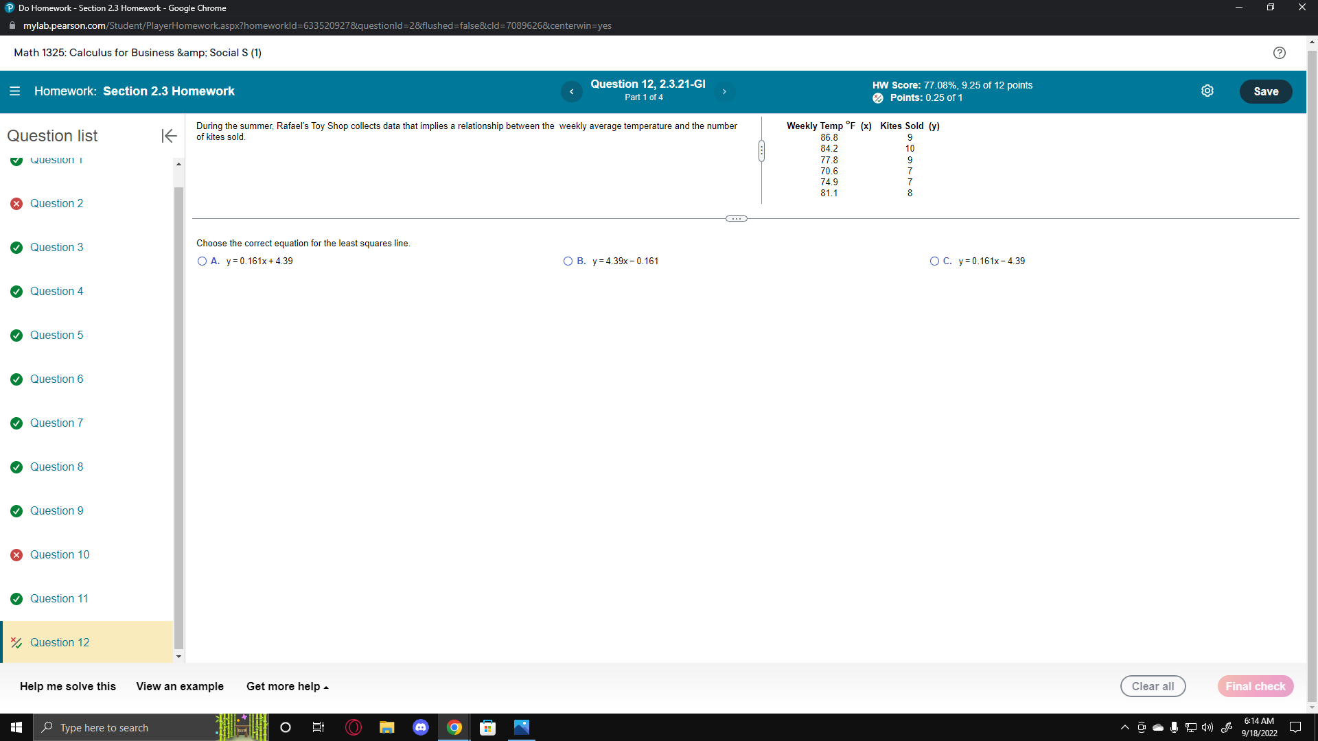 this temperature in degrees Celsius? Question I The formula used to convert