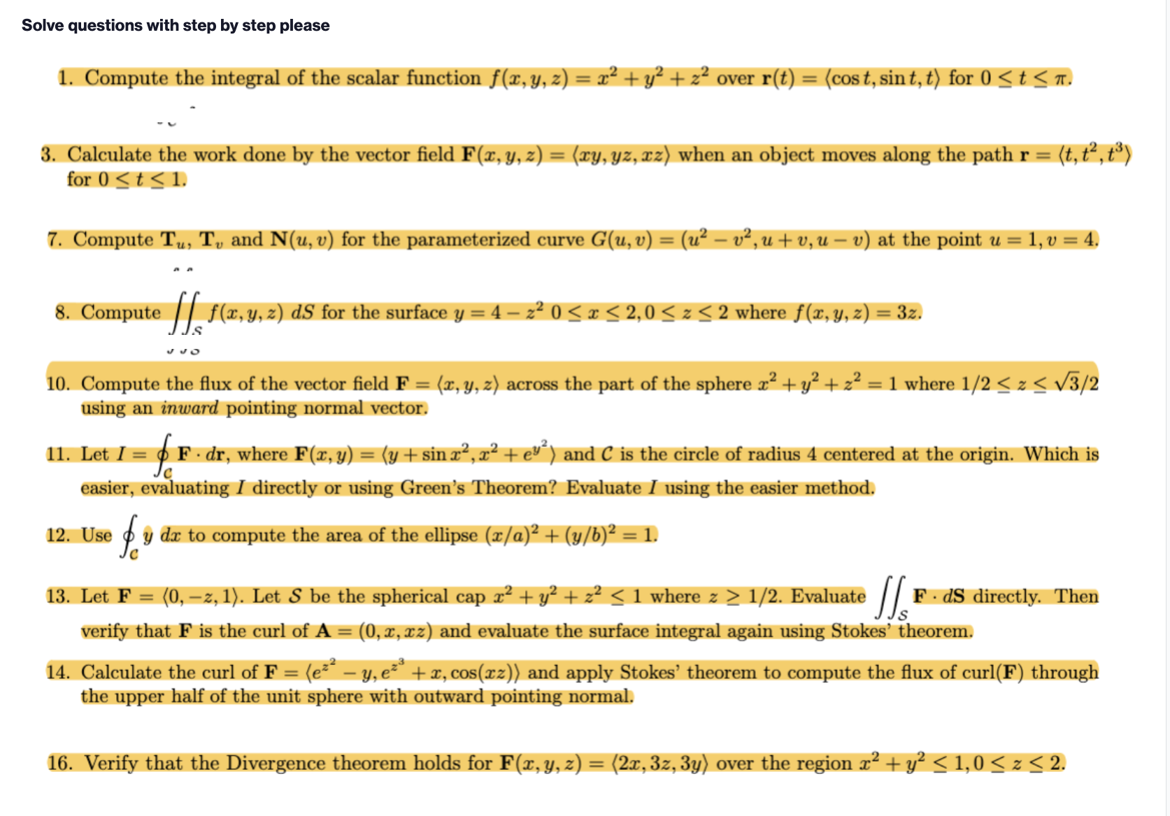 of the scalar function f (x, y, z) = x2 + y