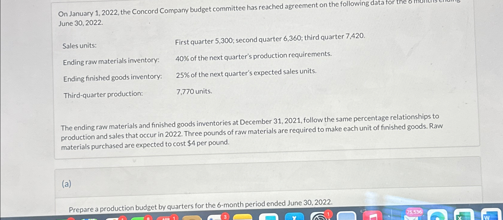  On January 1,2022, the Concord Company budget committee has reached agreement