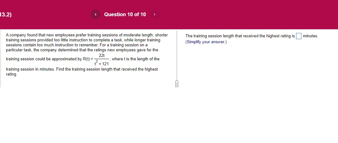 13.2) Question 10 of 10 A company found that new employees prefer