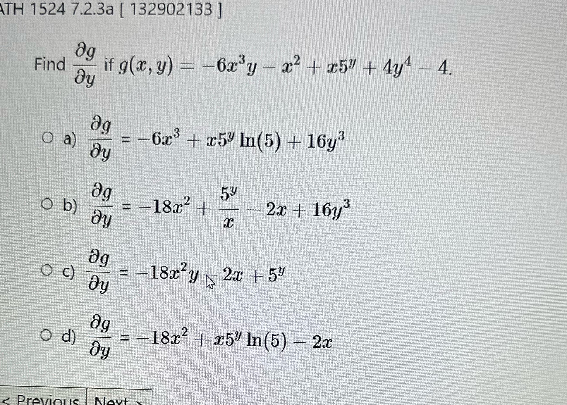 1524 7.2.3a [ 132902133 | Find + 4y4 if g@, y) 6c3