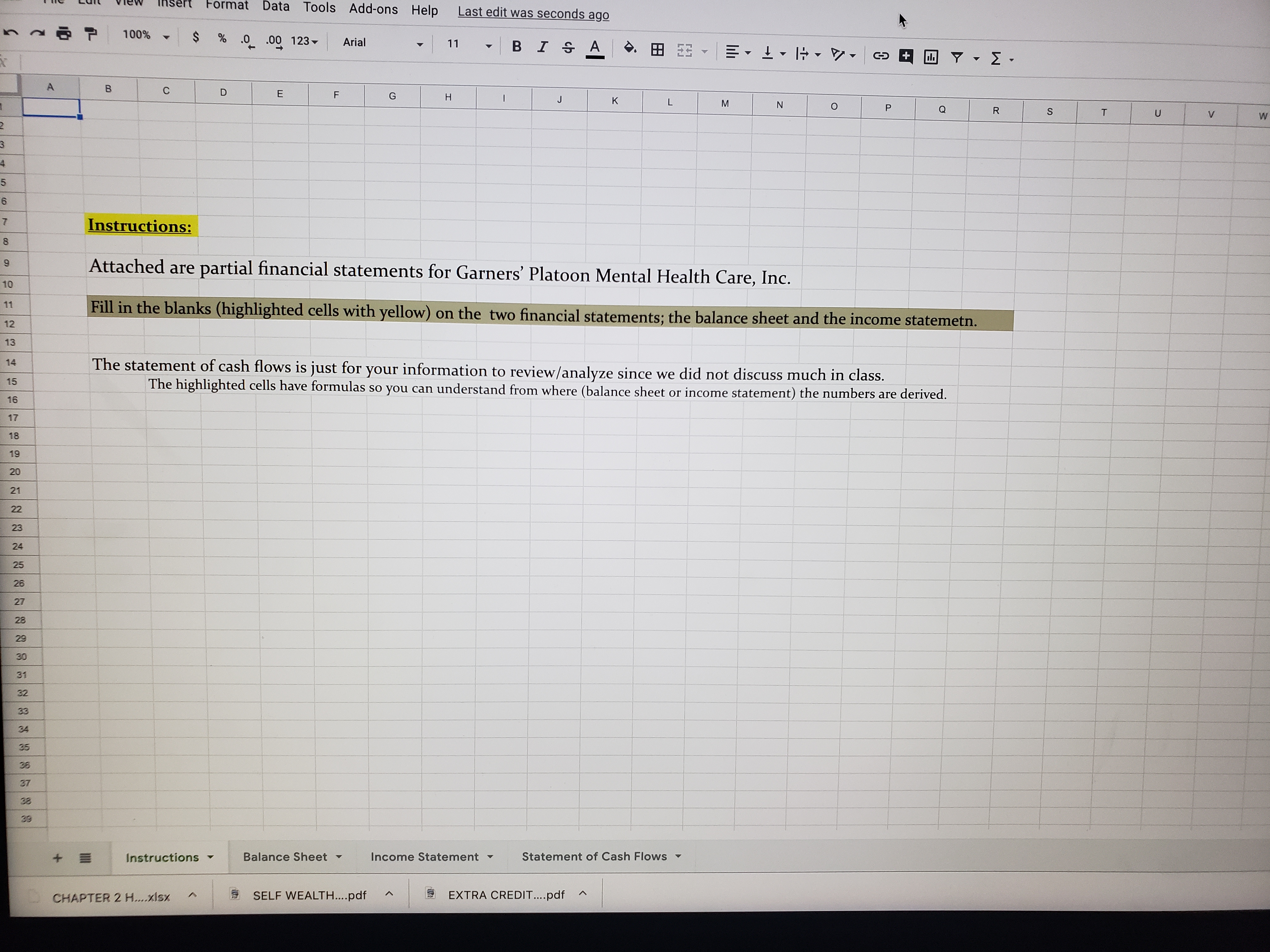  Please in the missing cells use a formula (specify the cells