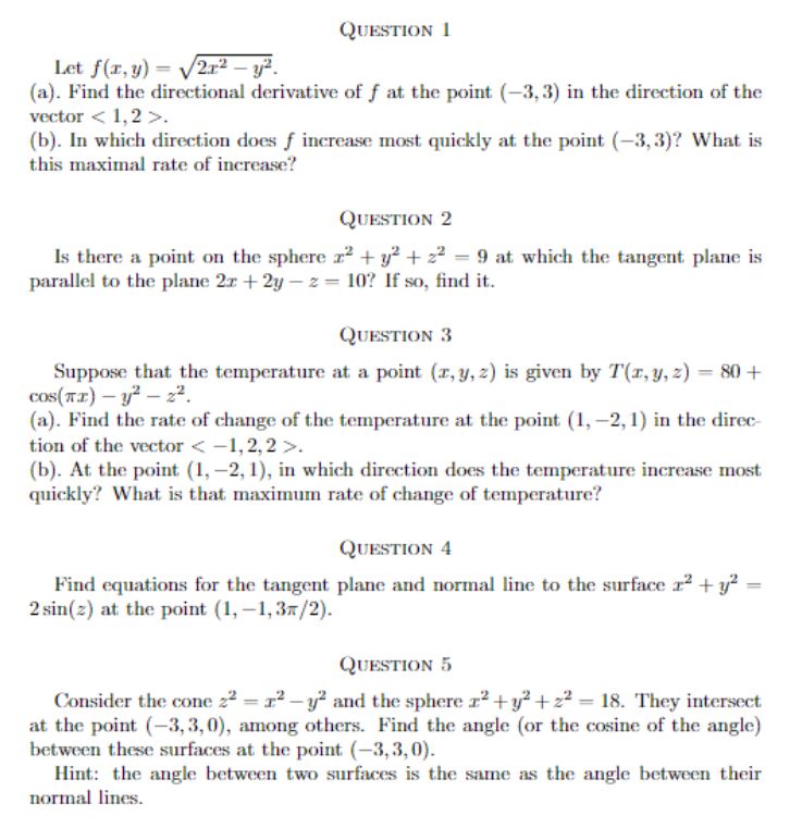 the directional derivative of f at the point (-3,3) in the direction