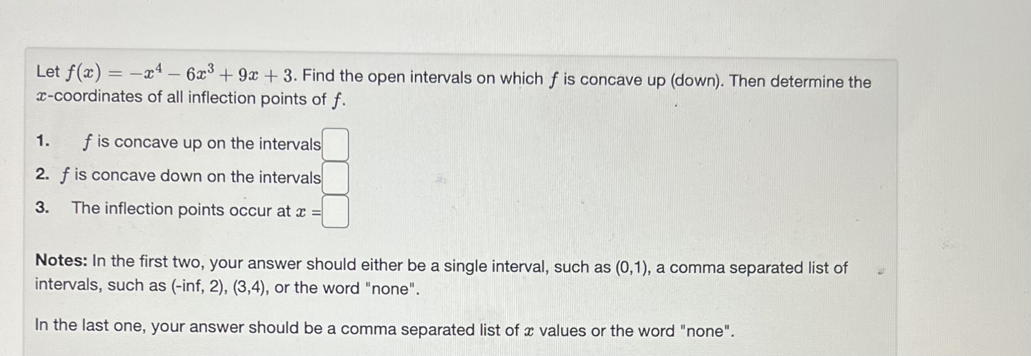 the questions below Part 1: Enter your answers as a list. If