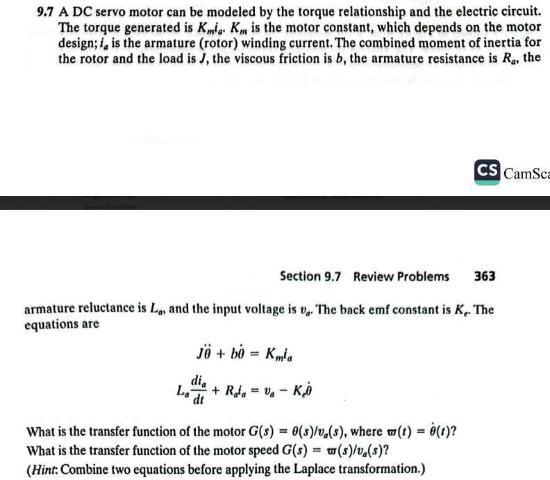 Let the controller gain Ko = 10. The rest of the motor