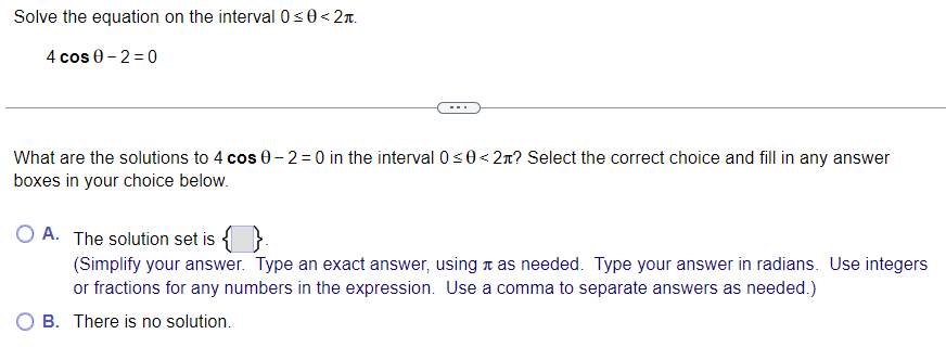 solution set is { }. (Simplify your answer. Type an exact answer.
