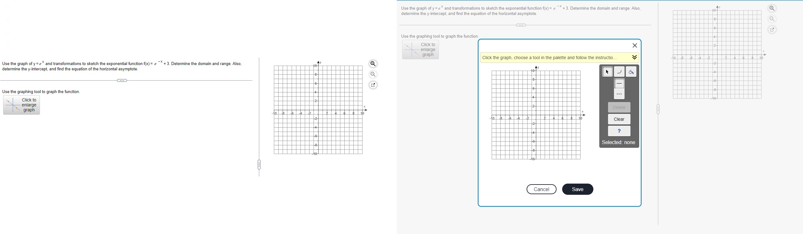 Use the graph of y = e* and transformations to sketch the
