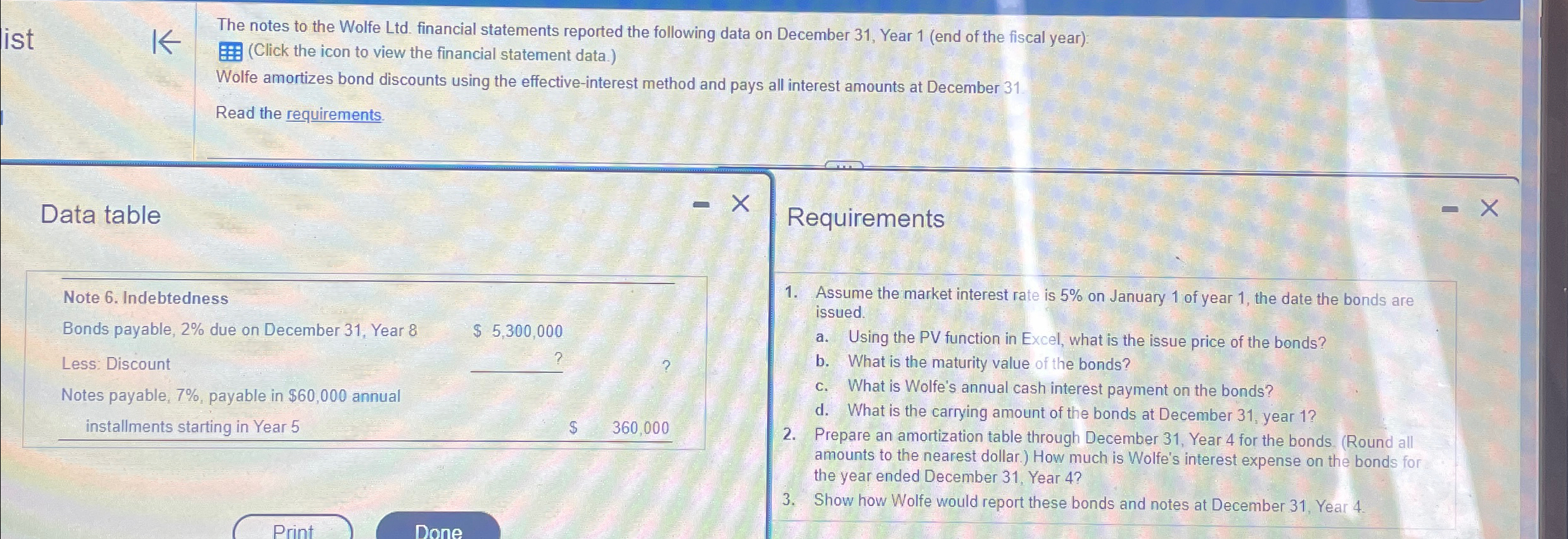 data on December 31, Year 1(end of the fiscal year): (Click the