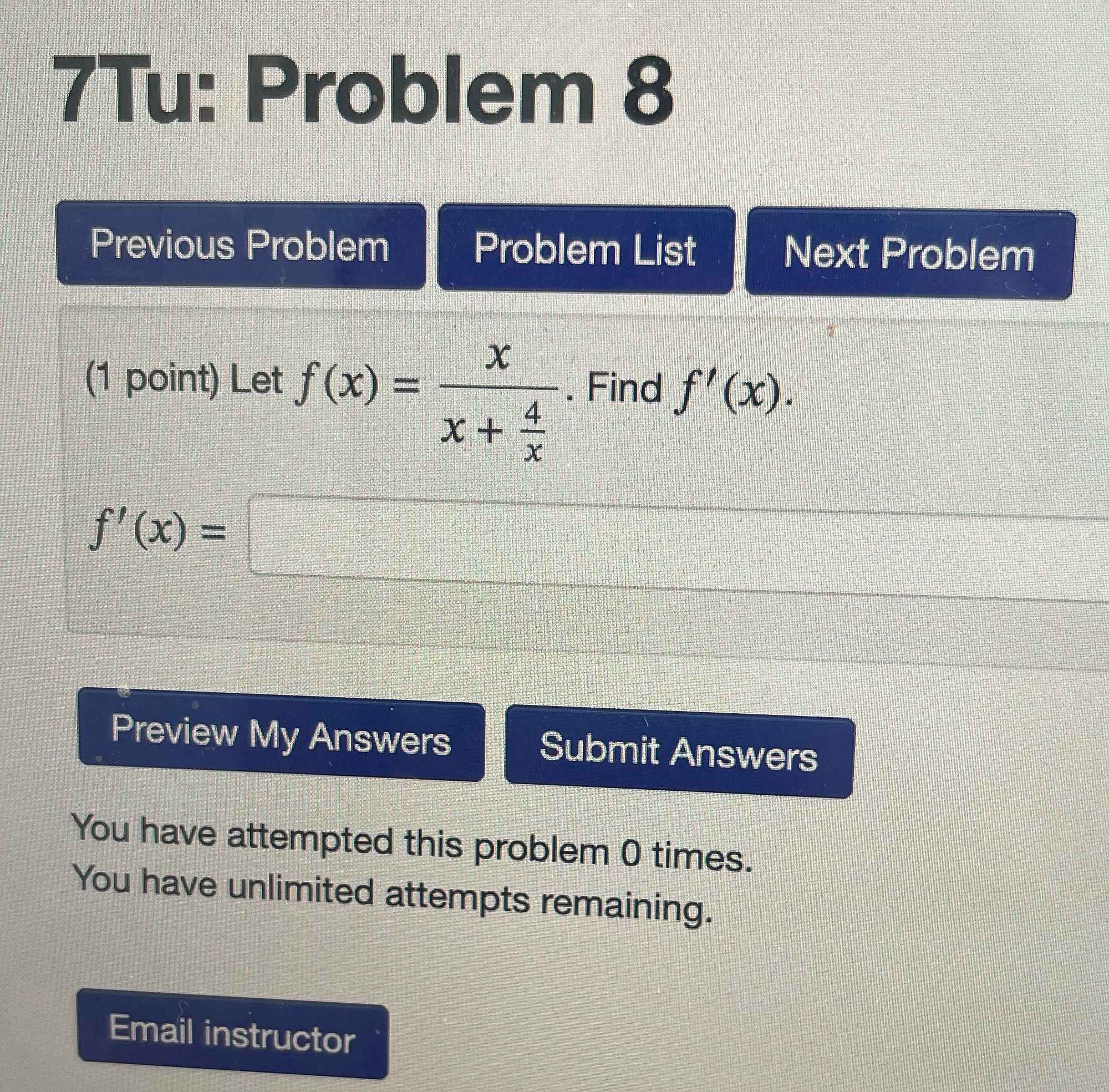  7Tu: Problem 8 Previous Problem Problem List Next Problem (1 point)