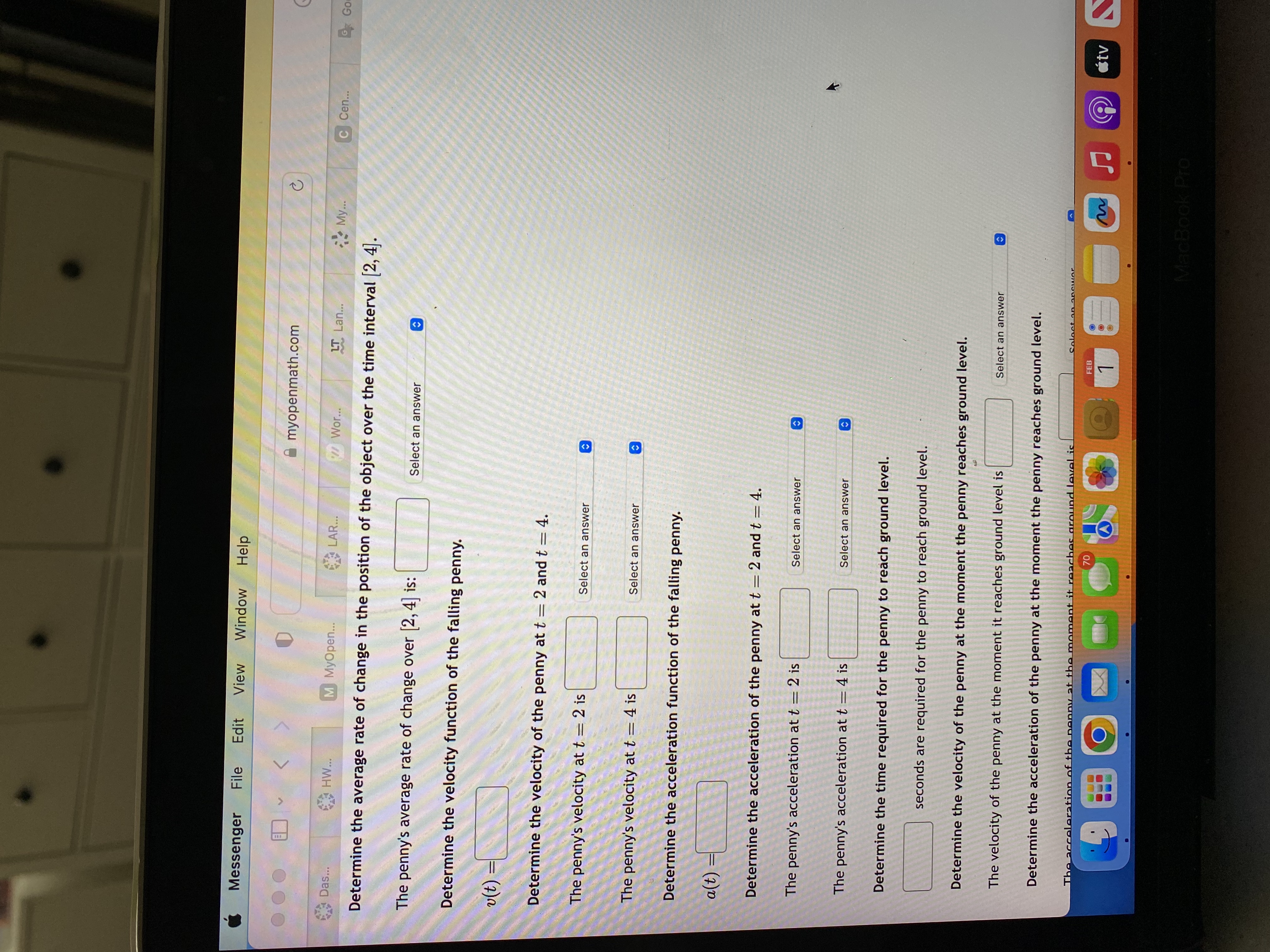 time interval [0, 5]. Determine the position of the object at t