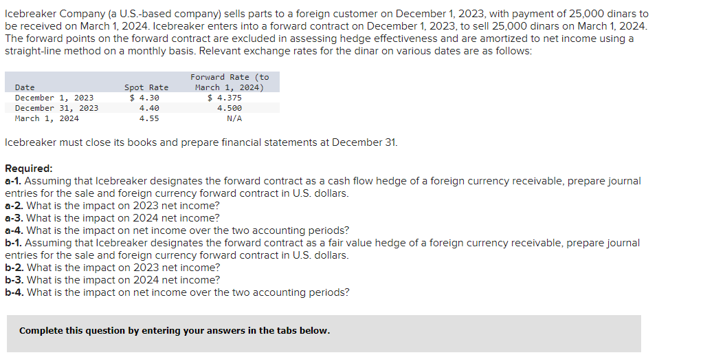  Icebreaker Company (a U.S.-based company) sells parts to a foreign customer