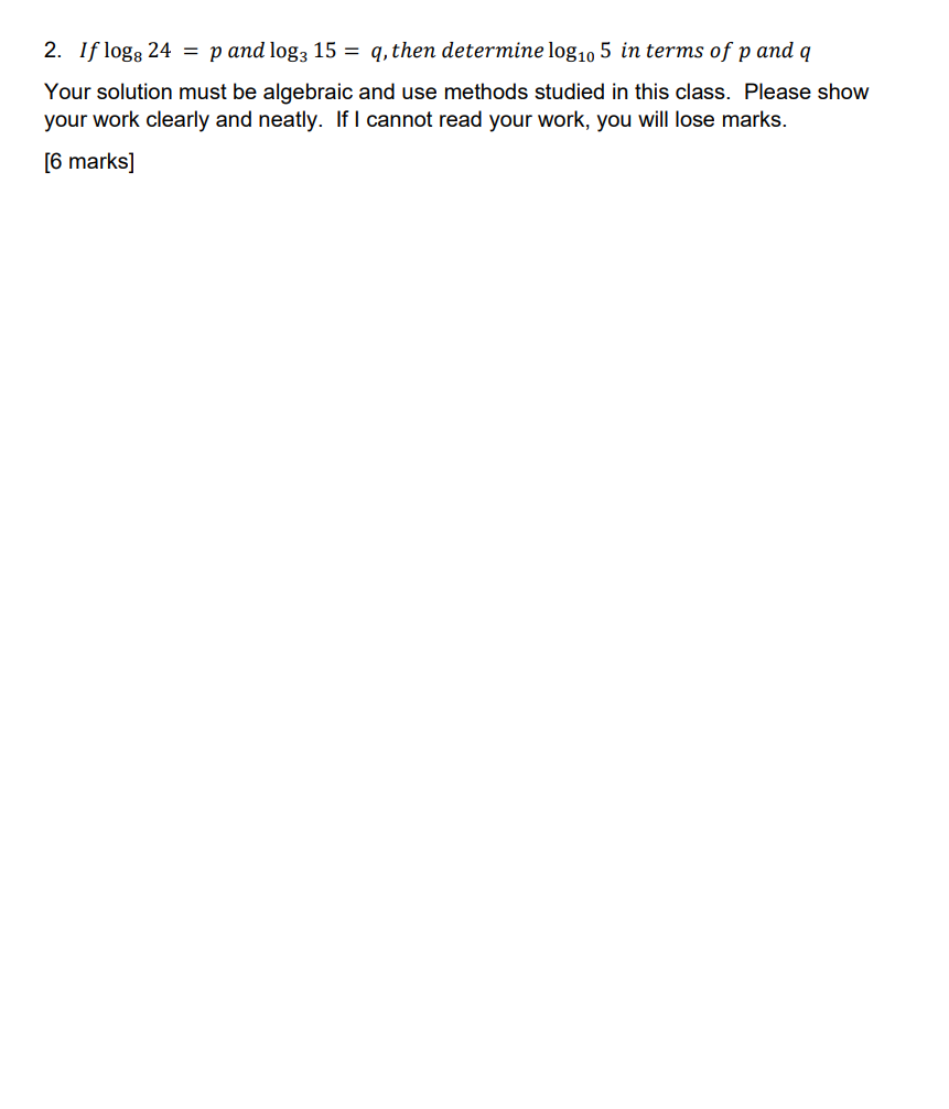 then determine log1. 5 in terms of p and q Your solution