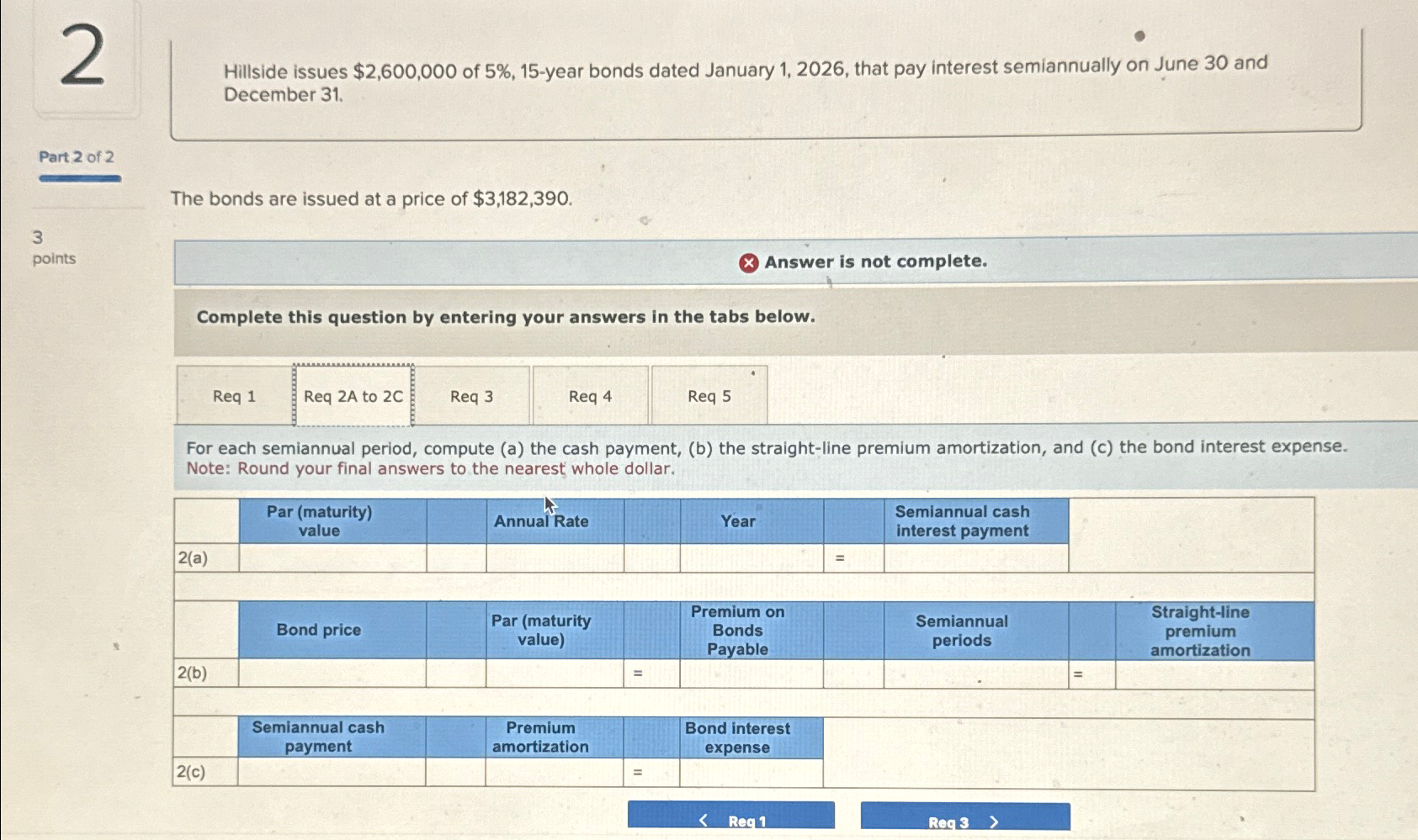 2 Hillside issues $2,600,000 of 5%,15-year bonds dated January 1,2026, that
