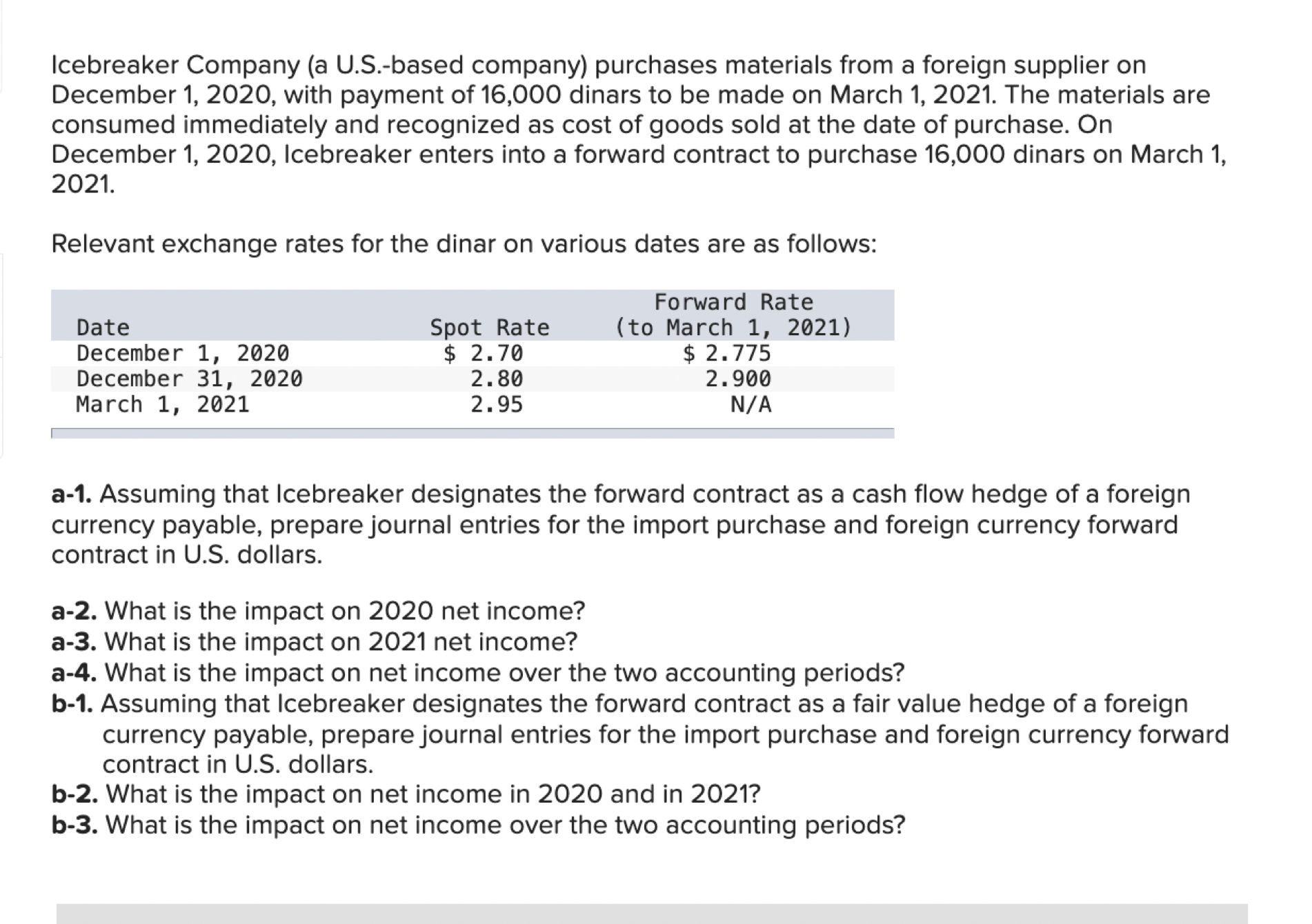Icebreaker Company (a U.S.-based company) purchases materials from a foreign supplier