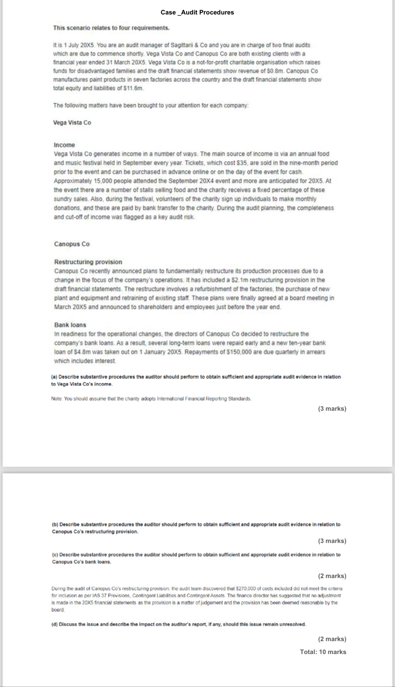 Case _Audit Procedures This scenario relates to four requirements. It is