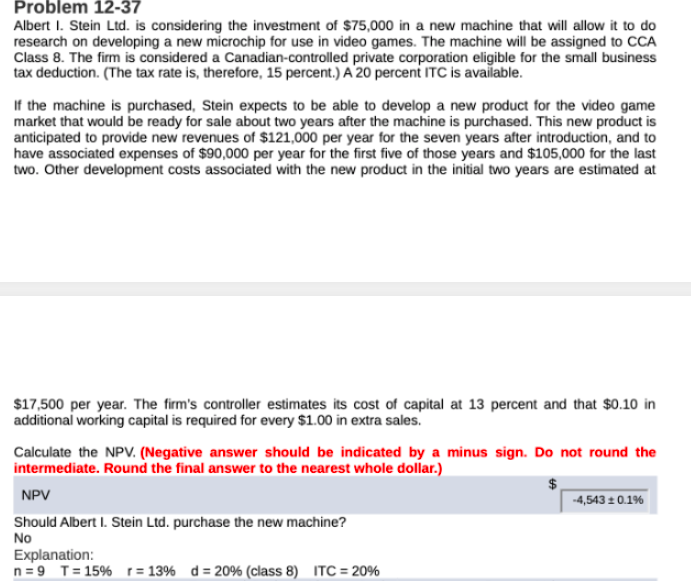 Problem 12 - 37 Albert 1 . Stein Lid . Is