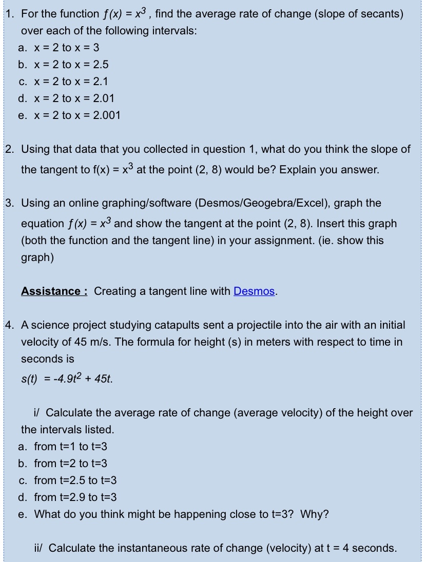 complete the following table. (You may use Desmos or other graphing technology