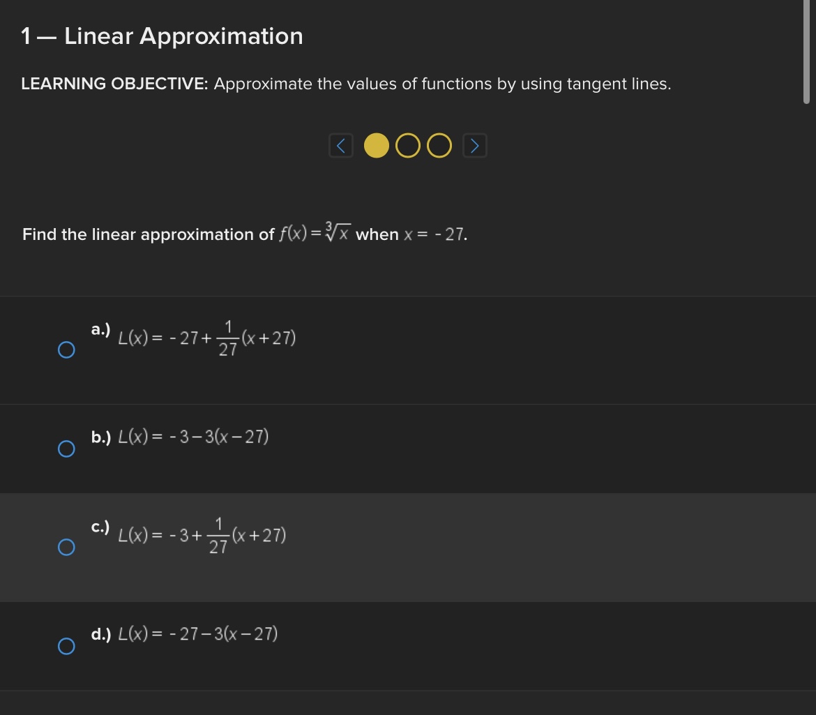 ( a.) -1.45 ( b.) 1.45 ( C.) -0.1183 O d.) 0.11834