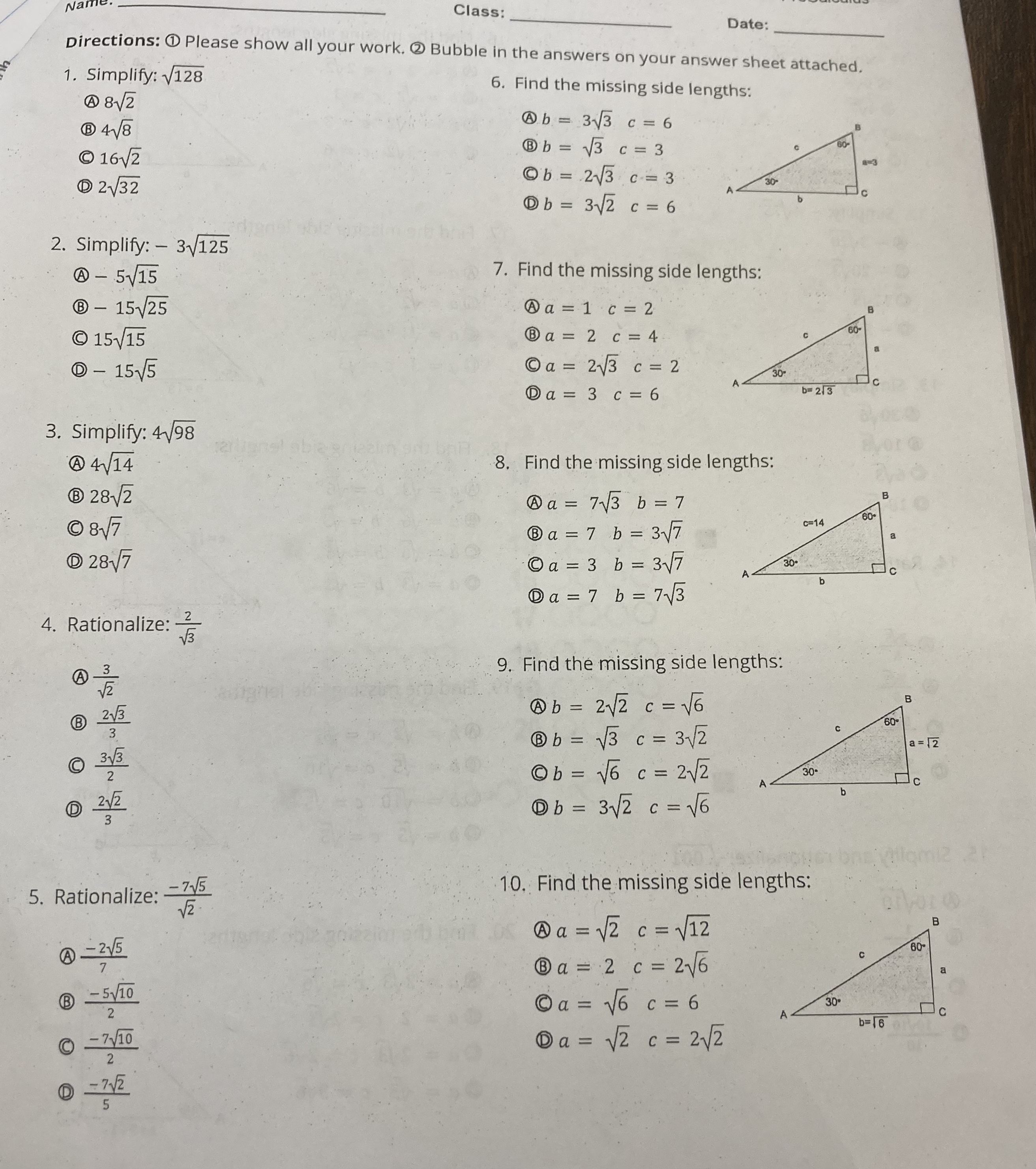 c = 3 a=2 D416 Db = 31/2 c = 6 A