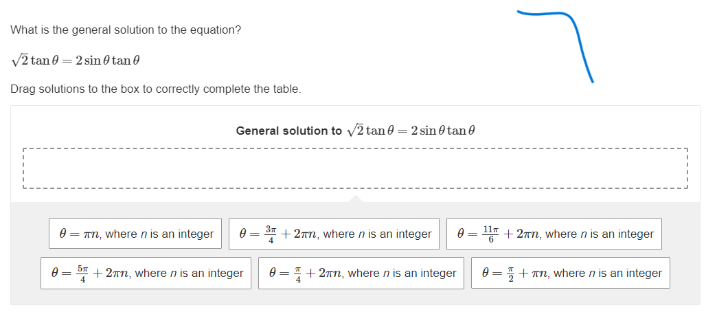 0 11x 6What is the general solution to the equation? V2 tan