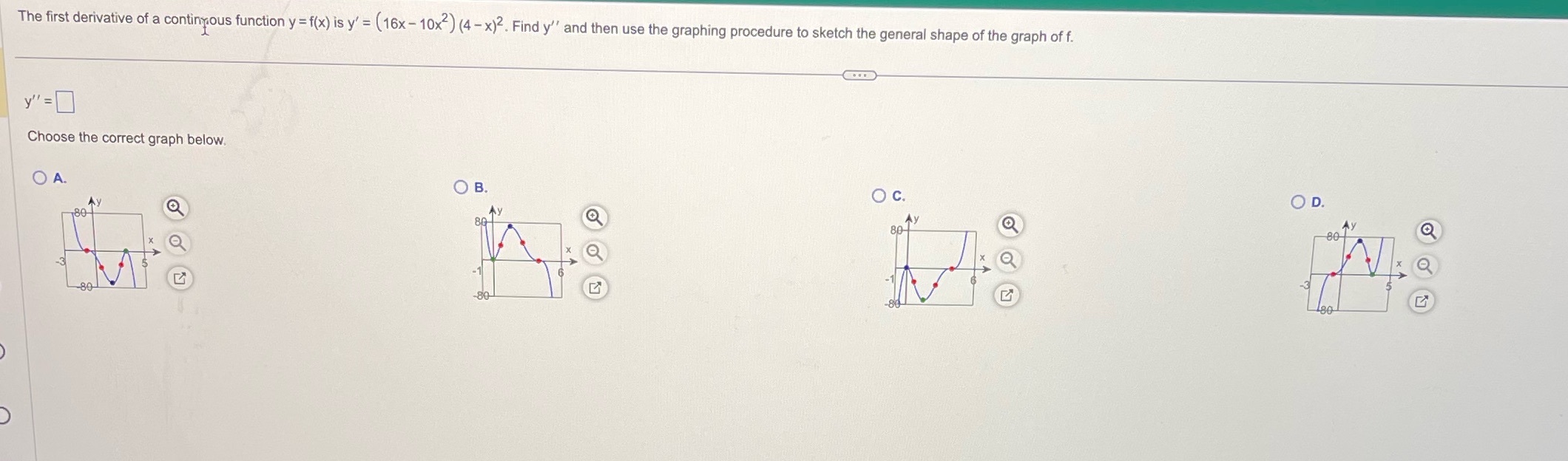 The first derivative of a continuous function y = f(x) is