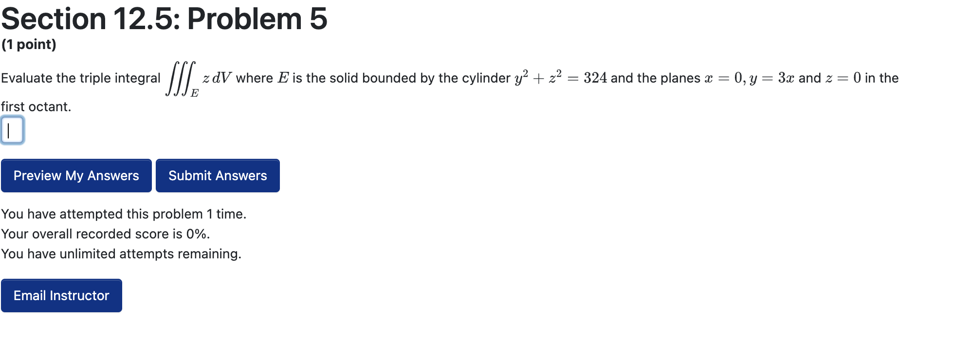 my dV where E is the solid tetrahedon with vertices (0, 0,