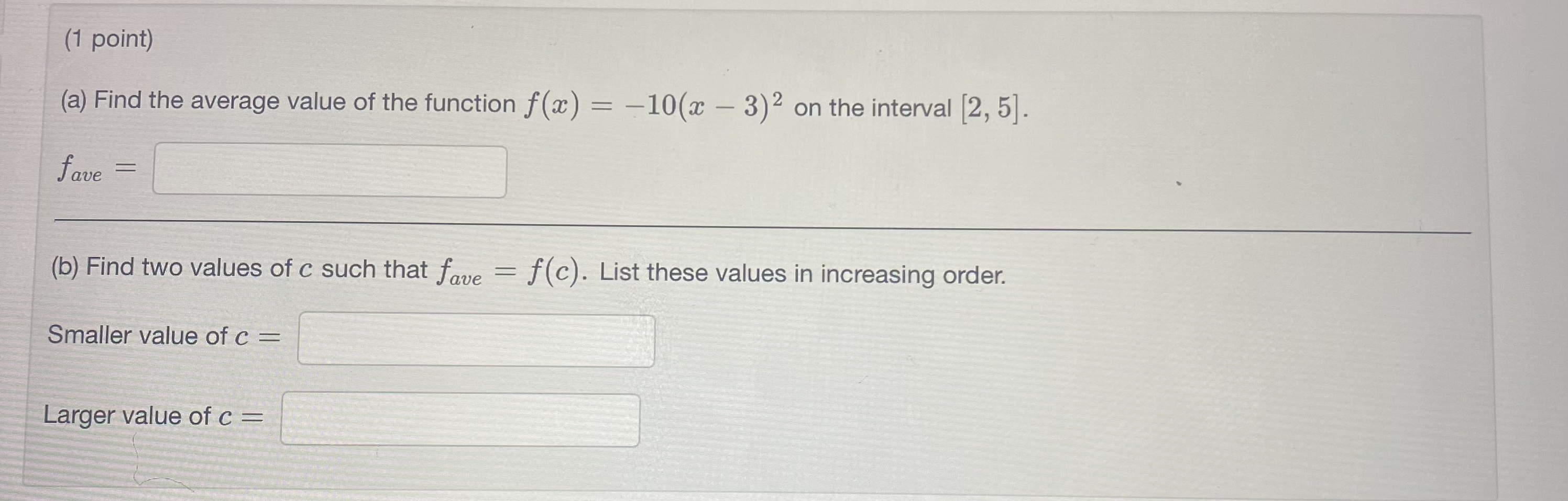 (a ) = -10(x - 3) 2 on the interval [2, 5].