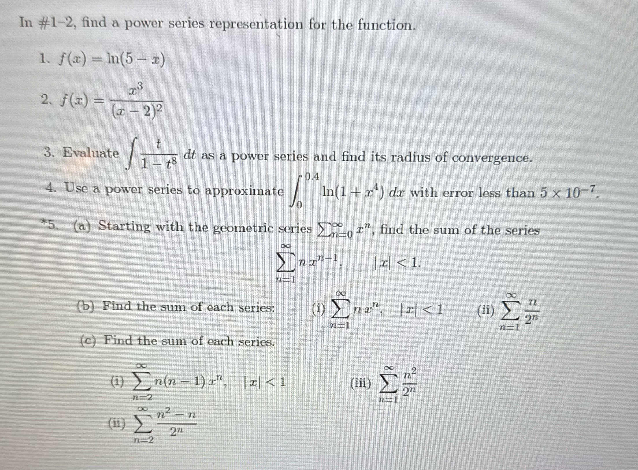 f(x) = In(5-z) TS 2. f(I) = (x - 2)2 3. Evaluate