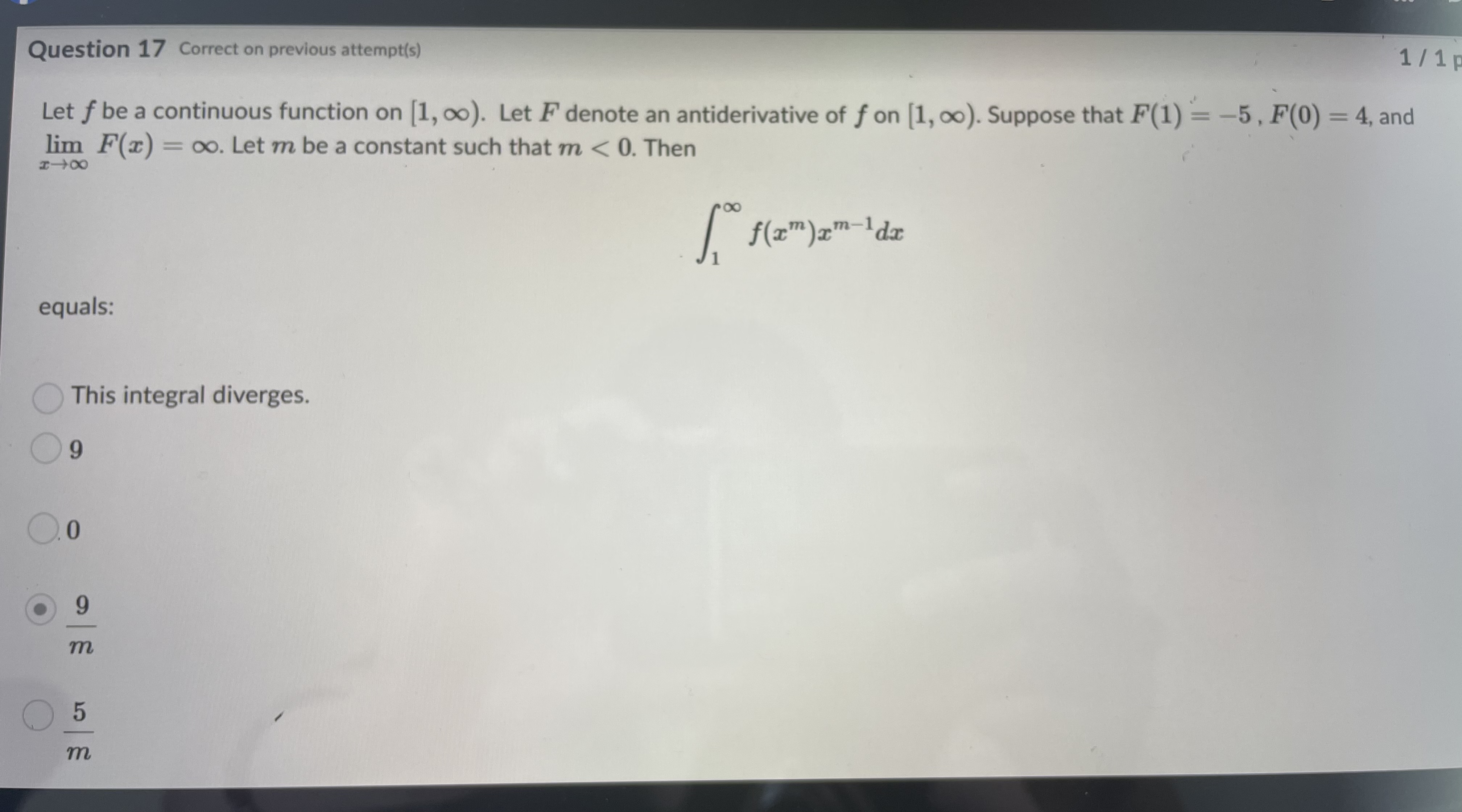 the integral dac improper? (i.e. for what c value(s) would we need