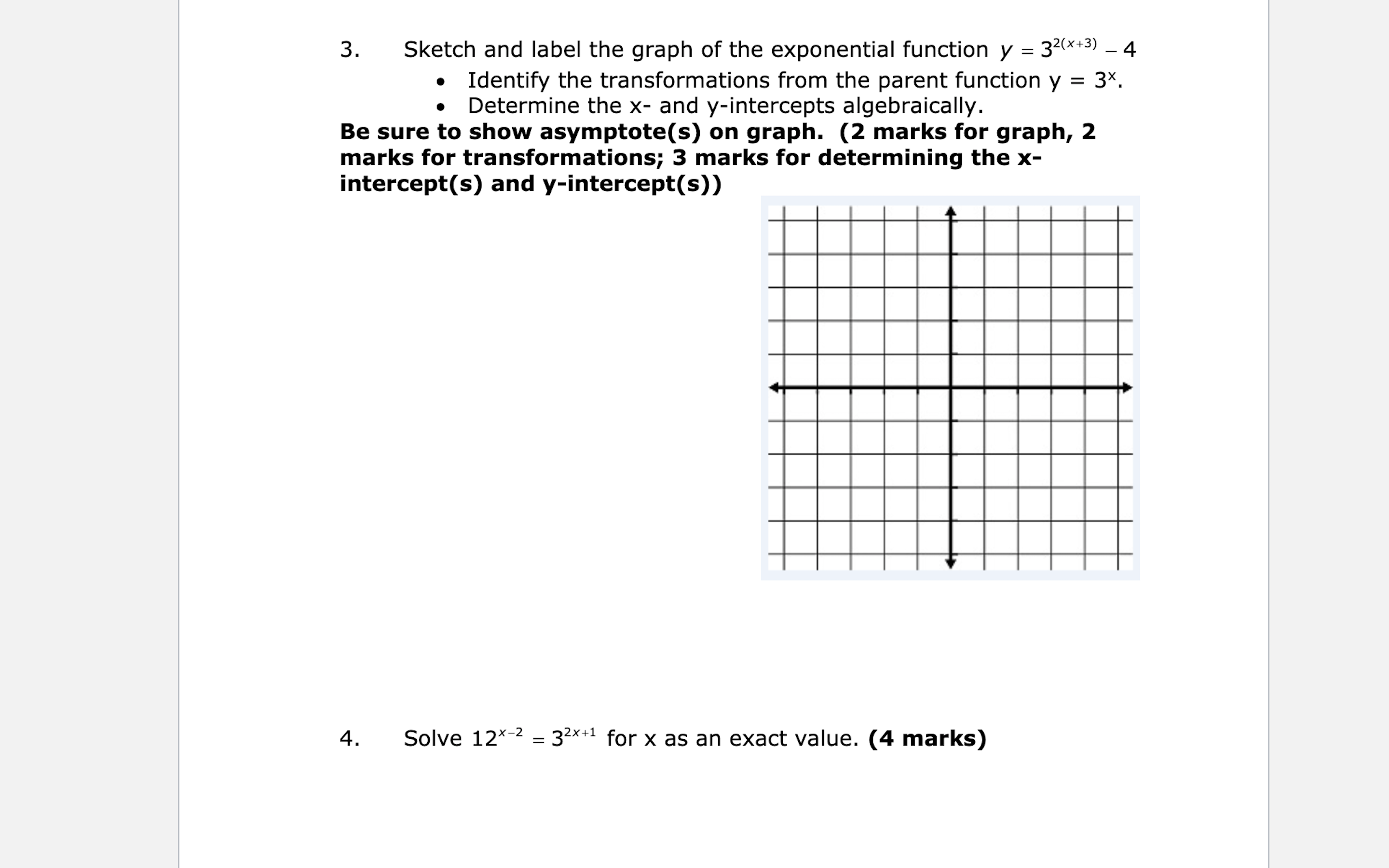 for each function correctly identified) (A) (B) 2. Solve 10242\" = 15\"