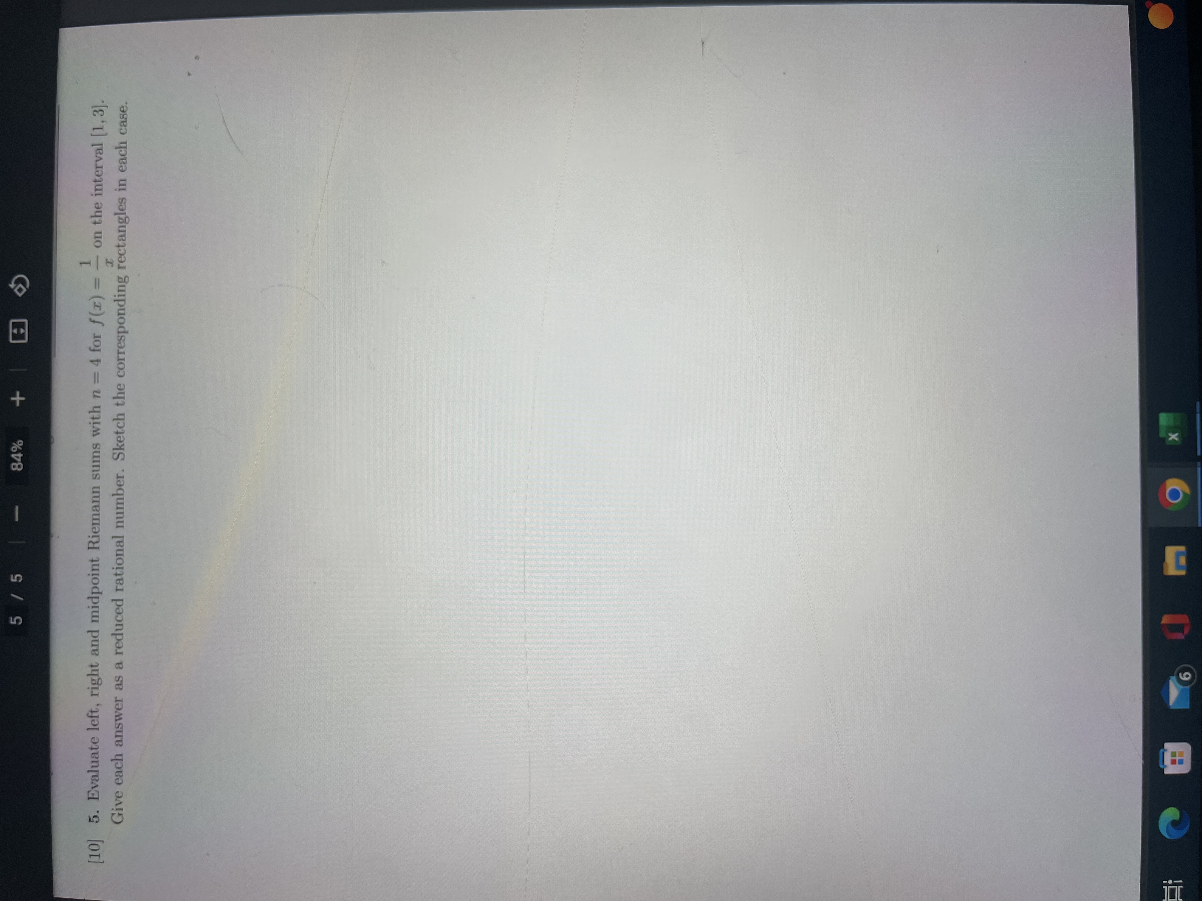 midpoint Riemann sums with n = 4 for f(x) = - on