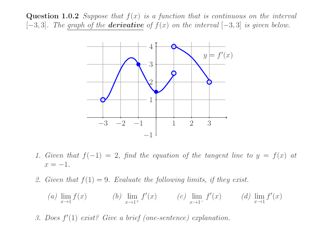  Question 1.0.2 Suppose that f(x) is a function that is continuous