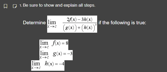 OoW Q 4. Evaluate lim ((x-8)+(2x' - 3x + 1) x -