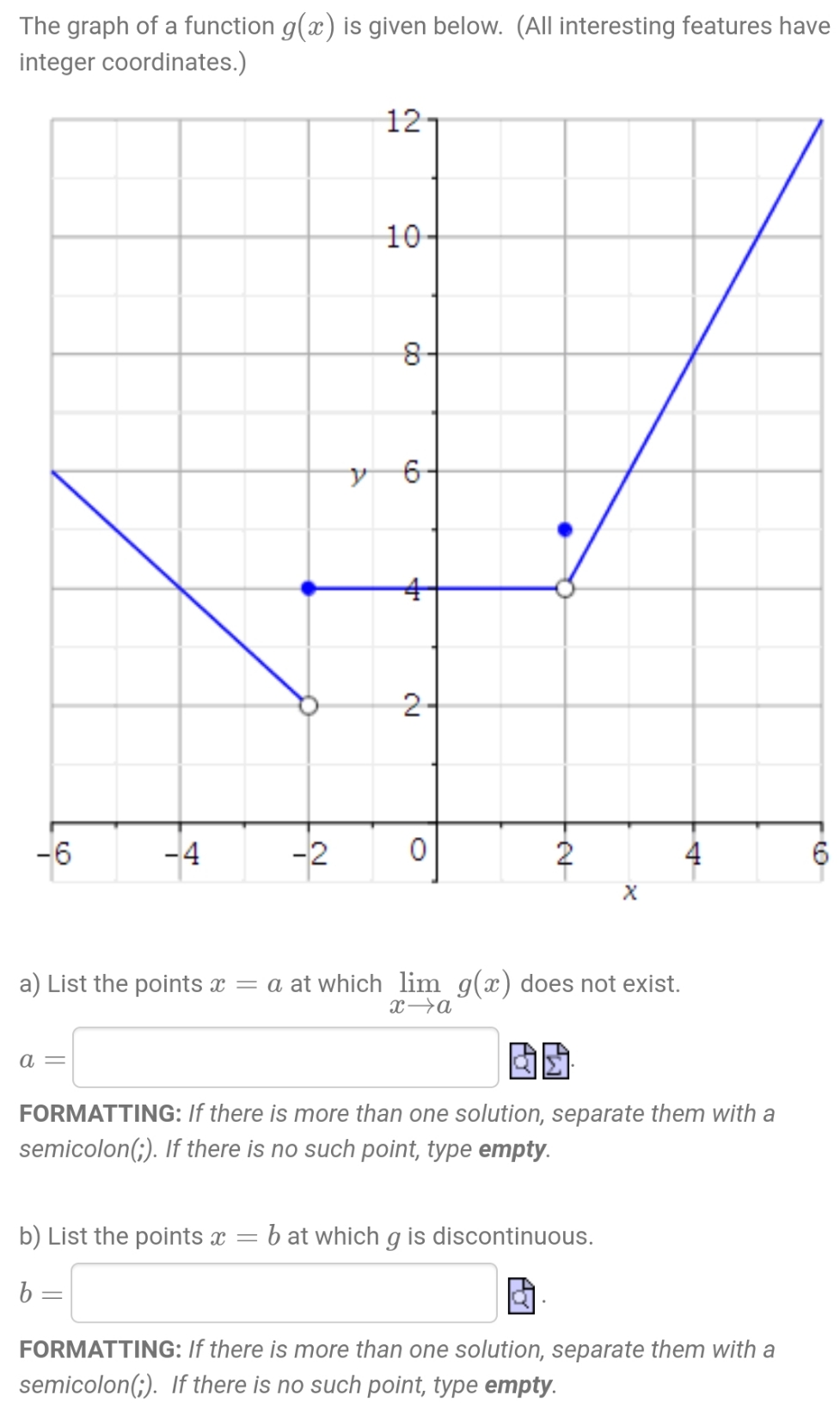  The graph of a function g(a:) is given below. (All interesting