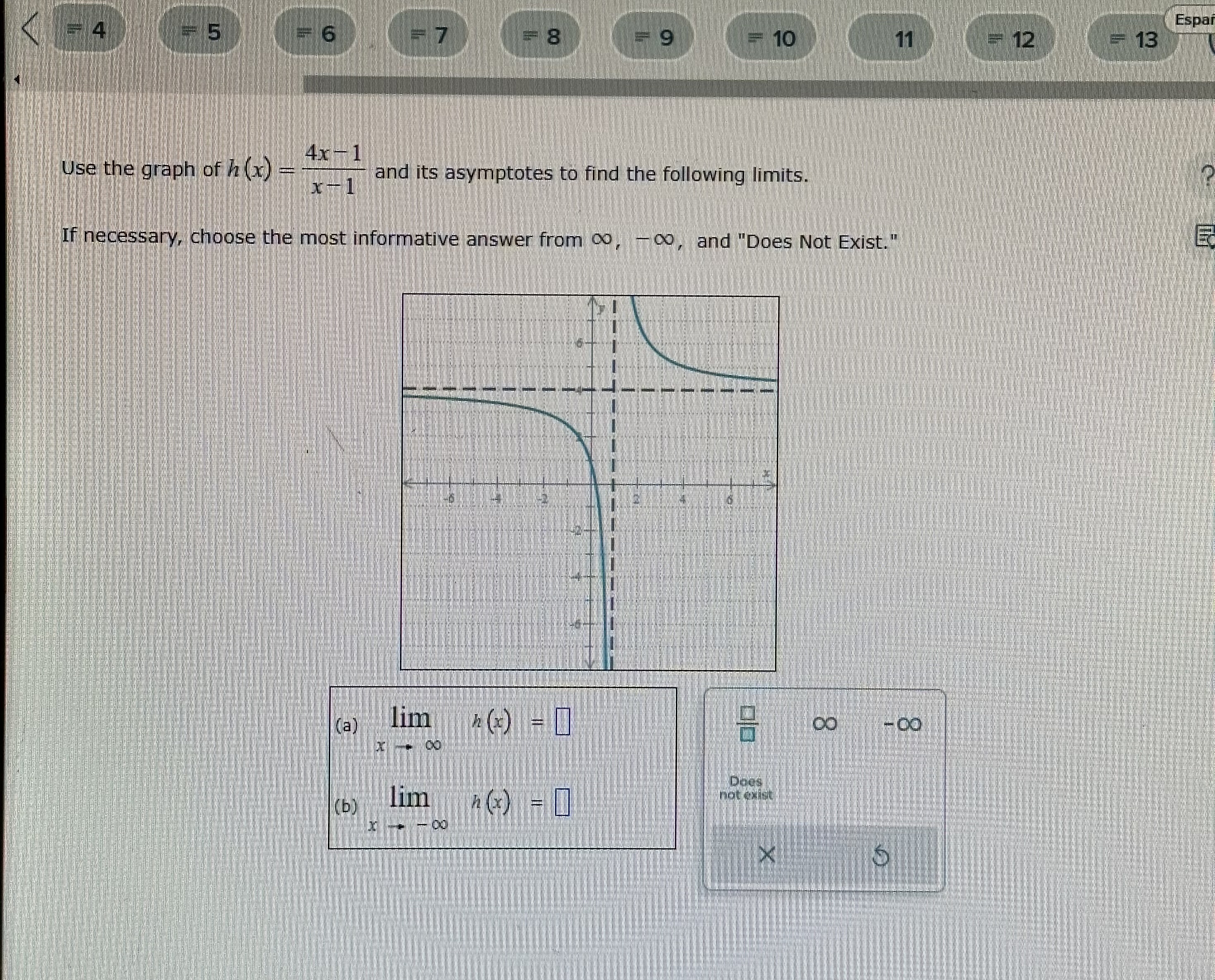 = 12 = 13 4x - 1 Use the graph of h